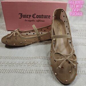 Juicy Couture Tan Flats with Pink Accents